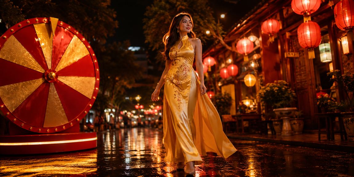 Người phụ nữ mặc áo dài tại Đà Lạt chơi roulette casino trực tuyến trên thiết bị di động