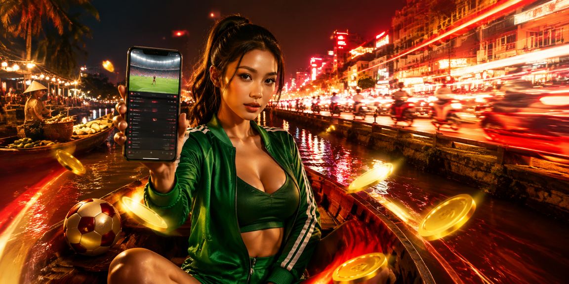Không khí cá cược thể thao sôi động tại vùng Mekong với ánh đèn neon về đêm